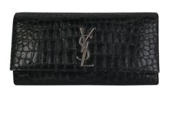 Yves Saint Laurent Monogram Clutch, Leather, Black, IND326079, B, DB, 3*